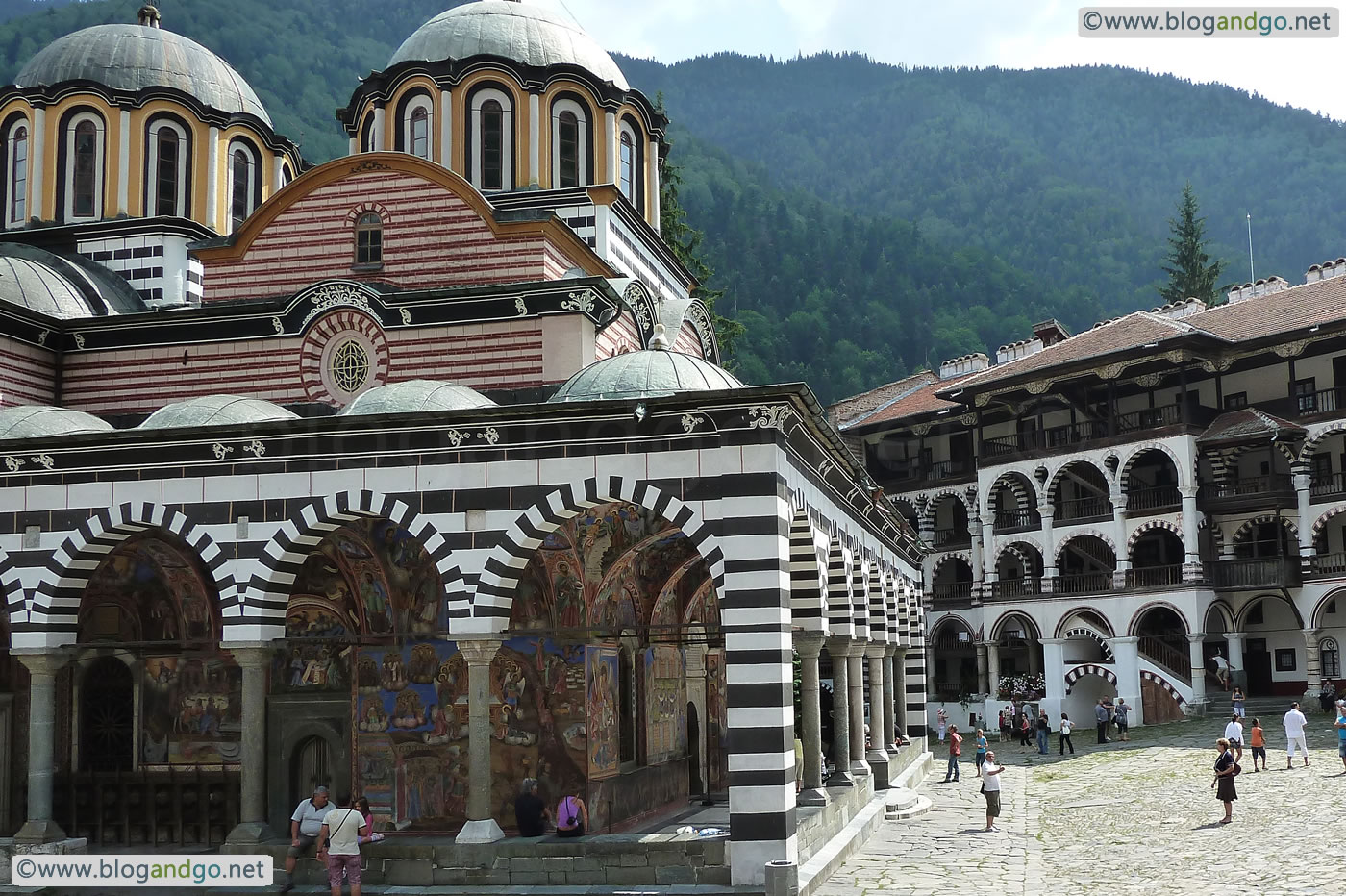 Rila - External frescos visible through the arches